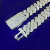 2024 GRA Baguettes MOISSANITE Diamante de 20 mm de ancho de plata sólida con cadena de enlace cubano para collar de hip hop de rapero para hombres