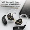 Écouteurs KZ ZAS Écouteurs 7ba + 1dd Hybride Dynamic Céffore câblé HiFi Bass Sport Headset avec microphones en moniteurs d'oreille