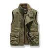 Autumn Military Vest Men Stand Collar Fashion Side Bottons Thick Warm Fleece Mens Vests Jacket Sleeveless Plus Size 4XL 240117