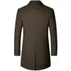 Marque hiver laine hommes épais manteau col montant mâle mode mélange veste de survêtement Smart décontracté Trench pardessus 240117