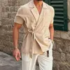 Giacche da uomo Estate Uomo Casual Camicia elegante con colletto Camicetta a maniche corte Camicie con lacci Completi Top Abbigliamento da uomo normale per feste