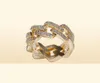Biżuteria męska bioder bioder biżuterii mrożone złote pierścionki luksusowe złoto plisowane modne pierścienie 28754540321