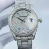 Ice out relógio masculino numeral árabe cheio de diamante vidro safira movimento automático relógio de pulso parafuso coroa