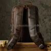 10A+ Sac de haute qualité Sacs Sac à dos en cuir de cheval pour voyage pour hommes avec couche de tête en peau de vache Ordinateur de 15,6 pouces Fait à la main Livre fou et de grande capacité