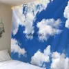 Tapestries Blue sky and white clouds tapestry wall hanging hippie room background cloth boho home decor beach mat yoga sofa bed sheet H240514