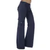 Pantaloni da donna Donna Solido a vita alta con coulisse Gamba larga Lunga Yoga Danza per correre Jogging Ginnastica