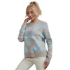 Kobiety swetry jesień zima 2023 Kolor Kontrast Lampart Sweater Women's Crewneck Sweter