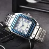 Luxury Mens Watch 3 Pin Quartz Square Watch With Scanning Second Movement Calender All Steel Watch Square AAA Watch High Quality