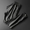 Men's Leather Pants Superior Quality Elastic Waist Jogger Pants PU Leather Motorcycle Trousers Biker's Pants 240117