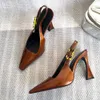 Neue Slingback-Pumps aus Lackleder mit Schnalle, Stiletto-Absatz, Sandalen, 11,5 cm, Damen-Designer-Kleid, quadratische spitze Zehen-Abendschuhe, Größe 6962