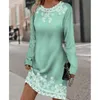 Casual Dresses Spring And Summer Women's Dress Round Neck Long Sleeved Plant Flower D Pattern Printed For Women