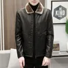 Herren Dicke Fleece Pu Leder Jacken Männlich Casual Mode Schlanke Windschutz Mäntel Männer Faux Pelz Plüsch Leder Mantel Winter Samt warme 240117