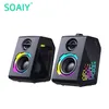 Högtalare SOAIY SH20 RGB Belysning Game Desktop Dual Högtalare Transparent Bluetooth -högtalare Surround Stereo Aktiv datorhögtalare