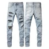 Jeans da uomo di alta qualità Uomo Donna Viola Designer Moda Distressed Strappato Bikers Denim Cargo per uomo Street Vendite dirette in fabbrica A013