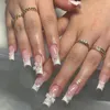 Kunstnagels 24 stks 3D Ster Strass Nep Patch Glanzend Roze Koreaanse Volledig Afgewerkt Meisje Vrouwen Draagbare Kunstnagel