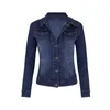 Plus Size Short Denim Jacket Autumn Wash Long Sleeve Vintage Casual Jean Bomber Coat Ladies Jacket Ytterkläder 240117