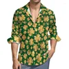 Herren-Freizeithemden, grünes Kleeblatt-Kleeblatt-Hemd, irisches St. Patricks Day-Langarmmuster, Y2K-Blusen, Herbst-Trend-Oversize-Kleidung