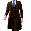 Royal Blue Long Tail Coat 3 Piece Gentleman Man Suit Reting Da Sposo Moda Maschile Per Giacca Ballo Sposa Gilet Con 240117