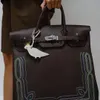 Designer sacola hac 40cm 10a espelho qualidade preto total bordado artesanal estilo limitado marrom togo bolsa de couro especial personalizado com caixa original