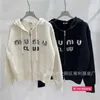 Designer Women's Sweaters Miu Family High Version Letter Zipper Hooded Cardigan Thick Coat Women's Lazy Warm Soft Glutinous Short Top TB48