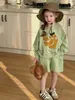 Pajamas 2024 Spring New ldren Casual Sweatshirt + Shorts 2pcs Suit Baby Cute Cartoon Print Clothes Set Boys Girls Toddler Outfits H240508