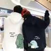 Primavera outono homens mulheres pullovers com capuz engraçado dinossauro impressão manga longa moletom para casal y2k roupas unisex hoodies tops 240117