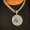 Designer di gioielli ghiacciato bling gioielli hip hop da uomo micro pavé 5a collana pendente a forma di medaglia rotonda con zirconi HipHop