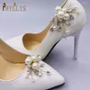 Hair Clips G20 Handmade Pearl Bridal Shoe Clip Wedding Shoes Decoration Rhinestone Bride High Heel Accessories Women Crystal