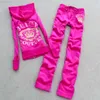 Kadınların Terzini Y2K Terzine Kadın Giyim İki Parça Set Velor Track Takım Kadın Sulu Kadife Takip Kapşonlu Sweatshirt ve Pantolon Seti