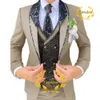 Terno de casamento para homens formal blazer calças colete três peças conjunto jaqueta do noivo jacquard fino ajuste outfit conjuntos de chaqueta 240117