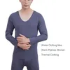 Sous-vêtement thermique homme chaud Heattech décontracté Simple pour l'hiver coton doux élasticité vêtements col rond ensemble