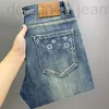 Jeans masculinos designer high end outono nova moda coreana estiramento solto pequeno tubo reto luxo versátil calças qe5y