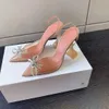 2024 Amina Muaddi Begum PVC Muller Schuhe Kristalldekoration Pumps Schuhe Spule Heels Sandalen Damen Luxus Designer Kleid Schuh Abend Slingback Mit Originalverpackung