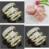 Anneaux de mariage Quoteaster Dayquotgift 3Pcs Mode Bijoux à la mode Femmes039S 18K Plaqué Or Cuivre Zircon Couples De Mariage Bague Taille 51 Dhcfj