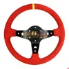 Car Steering Wheel 2022 Universal 350Mm 14Inches Suede/Pvc Leather Racing Wheels Deep Corn Drifting Sport Cars Modification Horn Butto Dhmyf