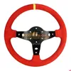 Volant de voiture 2022 Universal 350mm 14 pouces en daim / cuir PVC Roues de course Deep Corn Drifting Sport Cars Modification Horn Butto Dhmyf