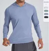 LU L Felpa con cappuccio da uomo Camicia ad asciugatura rapida con maniche lunghe Corsa Allenamento Magliette Compressione traspirante Equitazione Top Abbigliamento di tendenza alla moda Rdde Abbigliamento alla moda 99