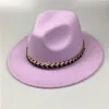 Berets Taro Roxo Cor Sólida Fedora Jazz Hat para Mulheres Gir Plana Aba Larga Panamá Lã Atacado