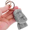 Anahtarlıklar Moai Key Ring Yenilik Easter Island Head 3D Figürin Zinciri Parti Tedarik