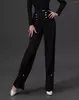 Stage Wear 2024 Vêtements de pratique de danse latine Vêtements à manches longues Pantalon noir Costume Chacha Rumba Tango Robe Moderne DN17032