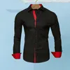 Camicie casual da uomo Camicia da uomo monopetto Colletto rovesciato Cardigan a maniche lunghe Stile business formale Vestibilità slim Abbinamento colori