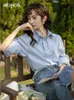 Mishow Women's Shirt Spring Solid Polo-Necksingle Blouse Office Lady Long Sleeve Tops Clothing Mxc13C0006 240117