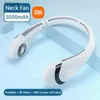 Electric Fans 5000mAh Portable Folding Bladeless Hanging Neck Fan USB Rechargeable Cooling Fan Outdoor Sports Ventilador Wireless Fan YQ240118