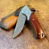 R1700 Flipper Folding Knife VG10 Damascus Steel Straight Blade Rosewood Handle Ball Bearing Fast Open EDC Mapp Knives With Leather Mante My