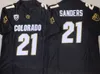 Kolej futbolu Colorado Buffaloes Forma 2 Shedeur Sanders 12 Travis Hunter 21 Shilo Sanders Siyah Beyaz Takım Renk Tüm Dikiş Üniversitesi Üniforma Yüksek/Üst