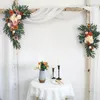 Yan Burnt Orange Rustic Wedding Arch Flowers White Swag Drape Kit for Ceremony Reception Backdrop Floral Decoration 240117