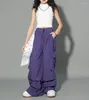 Scene Wear Kids Jazz Dance Costume Hip Hop Outfits Summer Girls Fashion Clothing Crop Tops Purple Pants Festival Performance