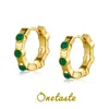 Stud Green Agate 925 SterlSilver Simple Circle Hoop Boucles d'oreilles pour femmes 18K Gold Minimalisme Petite EarrFine Jewel 2023 Nouveau cadeau J240118