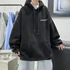 Men's Hoodies Sweatshirts For Man Simple Letter Green Clothing Print Hooded Korean Style Emo Warm Aesthetic High Quality