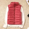 Mode Herfst Stand Kraag Eendendons Vest Vrouwen Elegant Solid Eenvoudige Rits Jassen Casual Warme Vesten Dames Wit 240117